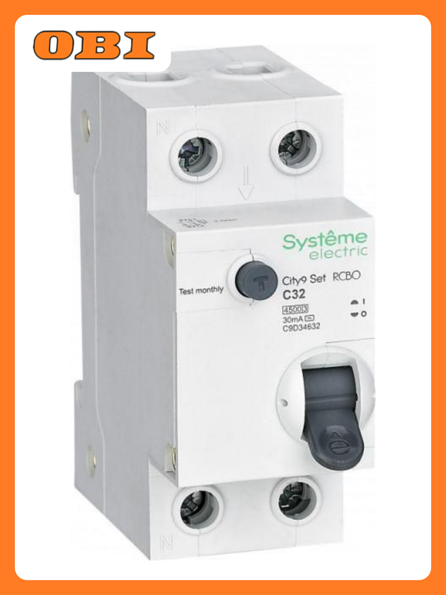 Выключатель АДТа 2п (1P+N) C 32А 30мА тип AC 4.5кА City9 Set 230В SE C9D34632