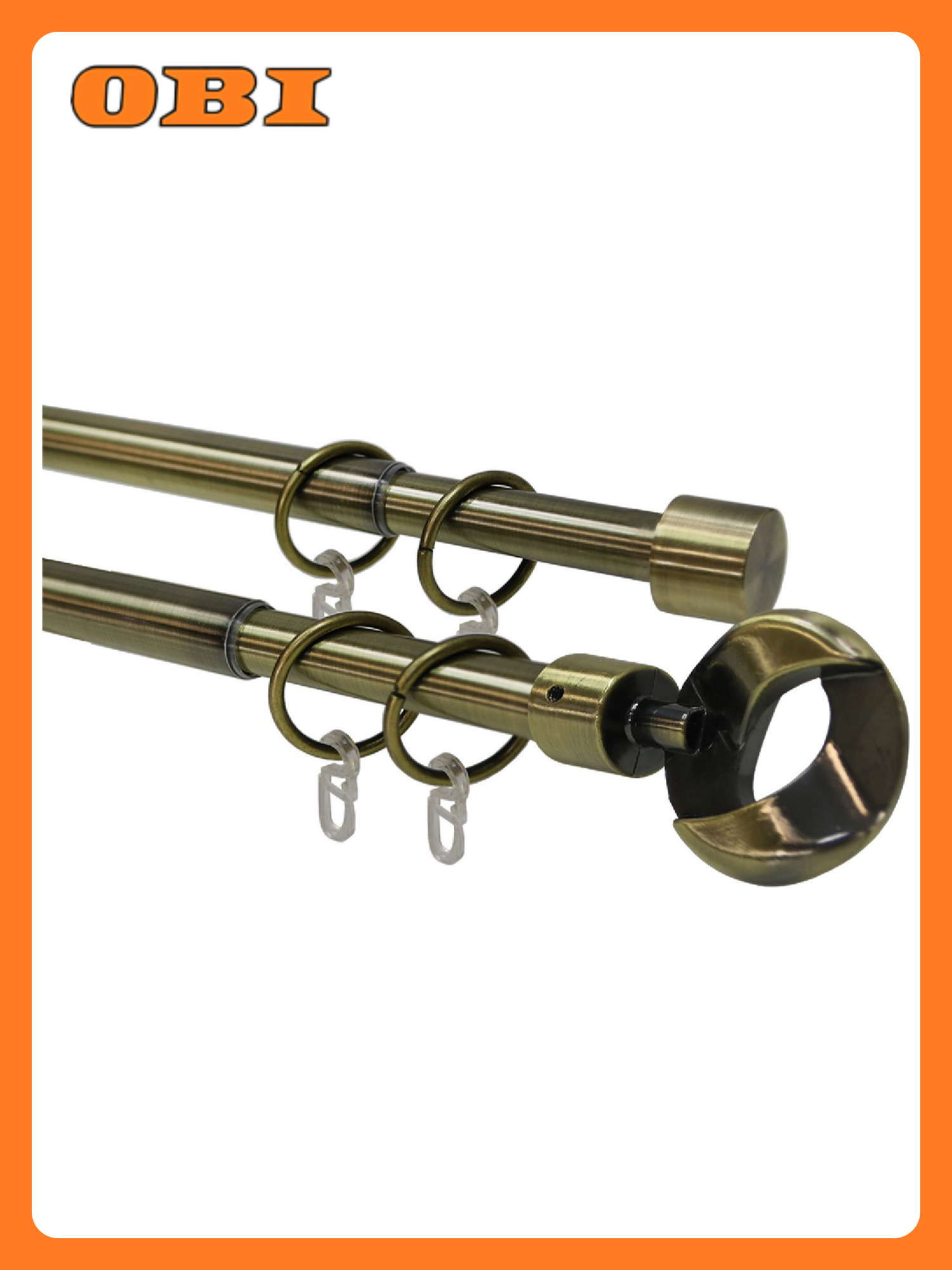 Карниз двухрядный Эскар телескопич  наконечник кольцо  160 320 см  золото антик