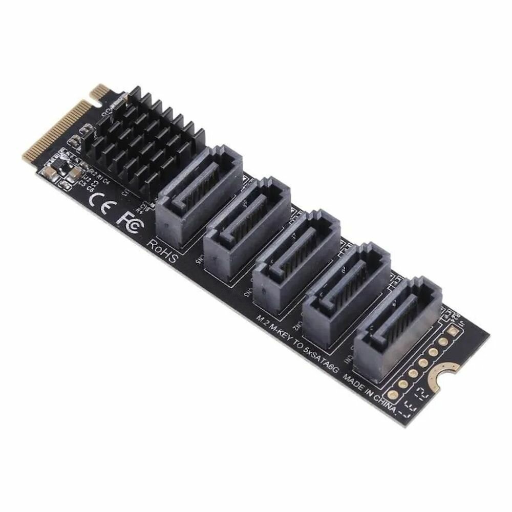 Контроллер PCIe M.2 (JMB585) 5 x SATA, SATA 3.0 (6Gb/s) (ORIENT M2-J585S5) — фото 1