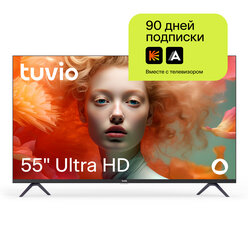 55” Телевизор Tuvio 4K ULTRA HD DLED Frameless на платформе Яндекс.ТВ, TD55UFBHV1, черный