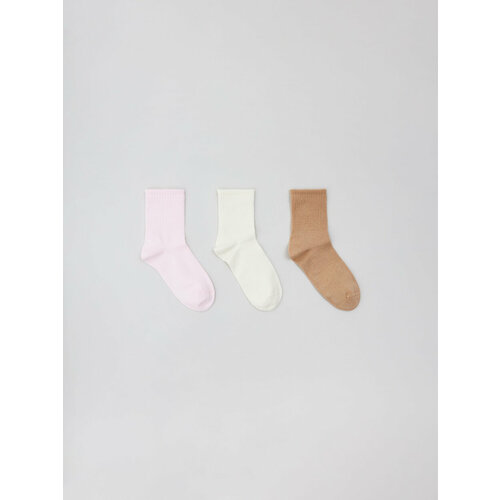 фото Носки sela 3 пары, размер 18/20, пыльная роза, белый