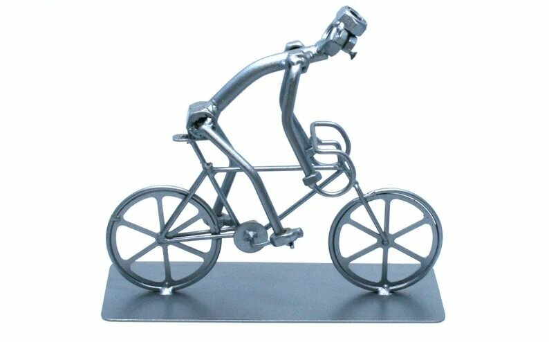 Оригинальная металлическая фигурка/статуэтка ручной работы Велосипедная прогулка