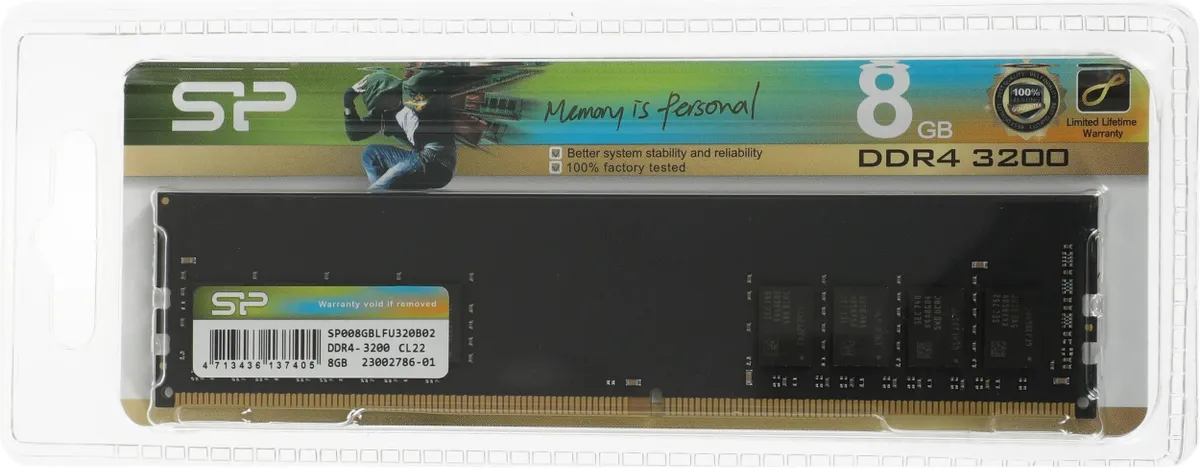 Память DDR4 8 ГБ 3200 МГц PC4-25600 Silicon Power [SP008GBLFU320B02]