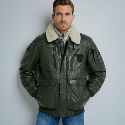  бомбер PME Legend, демисезон/зима, силуэт свободный, подкладка, съемный мех, отделка мехом, размер M, черный