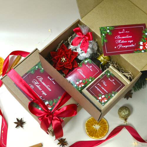 Новогодний подарок №21 с орехами в меду, ароматным чаем и сбитнем