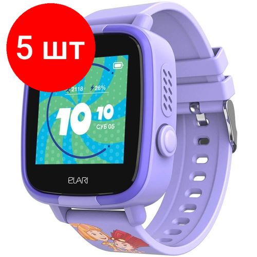 Комплект 5 штук, Смарт-часы детские Elari FixiTime Fun-фиолетовые(FT-F-VIOLET)