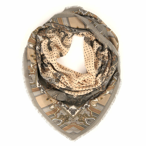 Шарф FABRETTI,110х110 см, one size, серый платок горох валентина