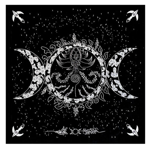 силиконовая форма для свечи триединая богиня с луной Скатерть для алтаря, ритуалов и гаданий на картах Таро с рисунком Триединая богиня Луны, 49х49 см