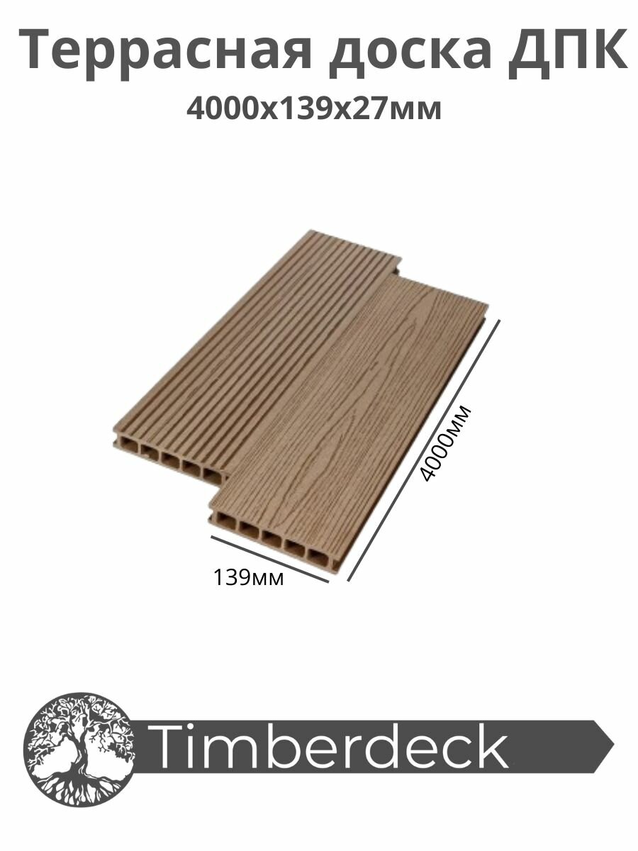 Террасная доска ДПК Timberdeck, Praktika Optimus, Орех, 4000х139х27мм.