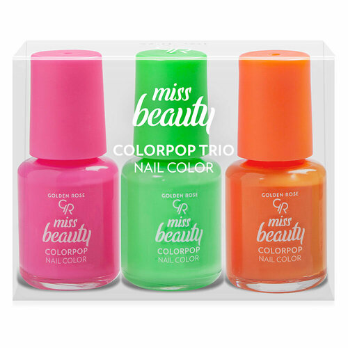 Golden Rose Набор лаков для ногтей Miss Beauty Party Time Trio Nail Color 3 шт. набор лаков для ногтей 3х6мл golden rose miss beauty colorpop trio nail colors 18 мл