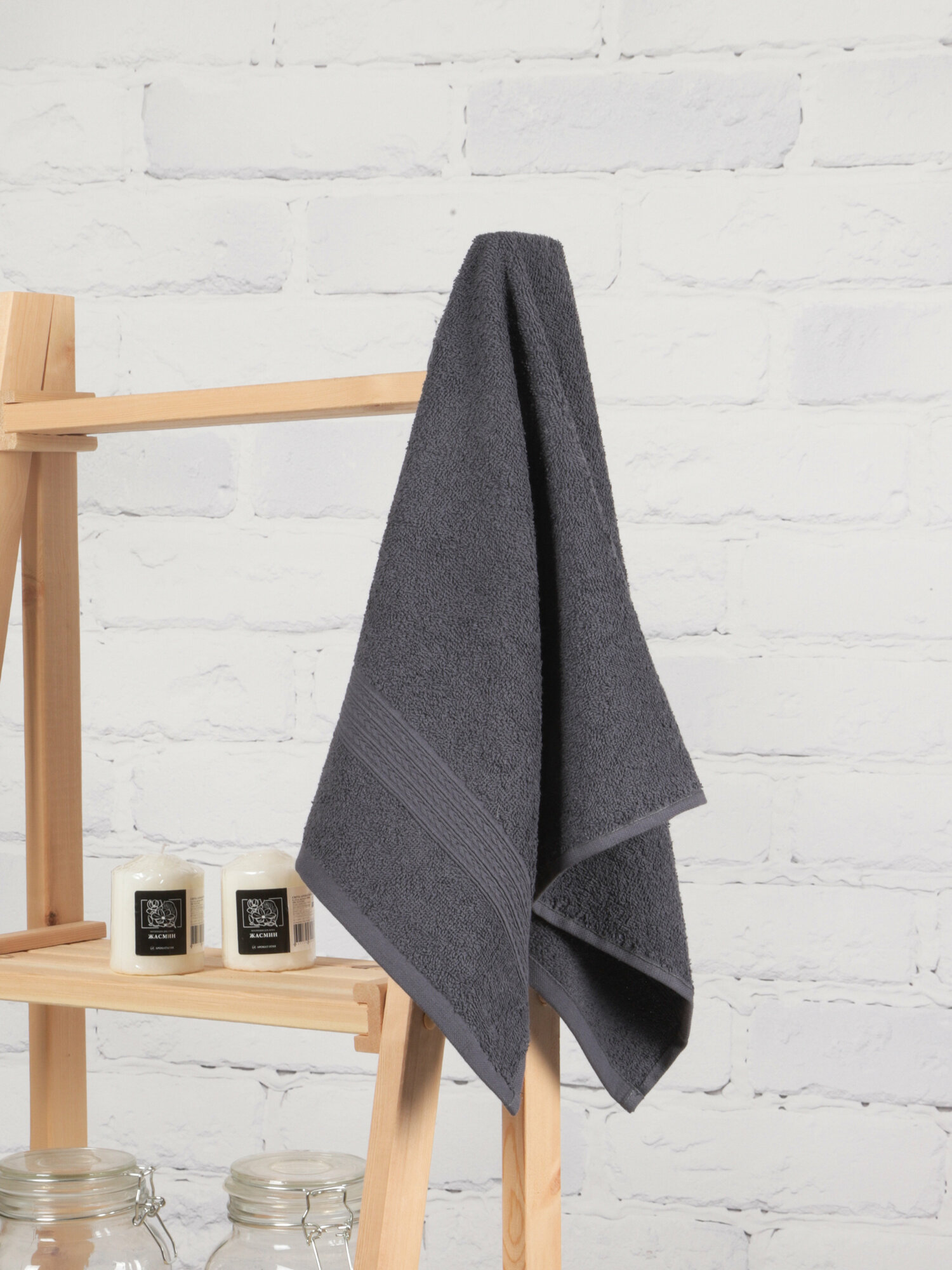 фото Банное махровое полотенце для рук и лица 50х80 см розовый