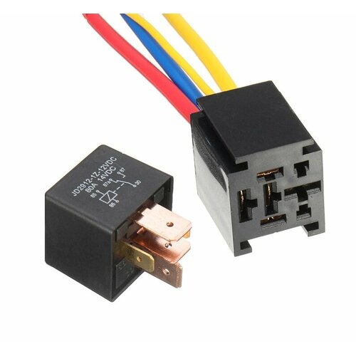 Реле автомобильное силовое 12V 80A 5-контактное с колодкой 1050₽