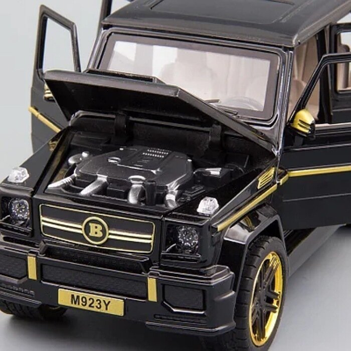 Гелик машинка металлическая Mercedes-Benz Gelandewagen Мерседес Гелендваген G65, длина 21 см, инерционная, свет фар и звук мотора, открываются двери, капот и багажник — фото 1