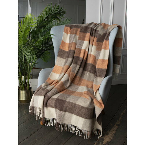 Плед из шерсти монгольского ягненка Palanga 7-11 Litvilas (коричневый-оранжевый), 140x200