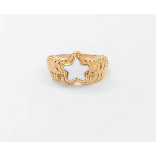 фото Кольцо помолвочное кольцо с белой звездой, размер 17, золотой нет