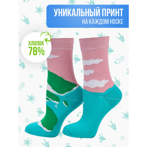 фото Носки big bang socks, размер 40-44, розовый, бирюзовый