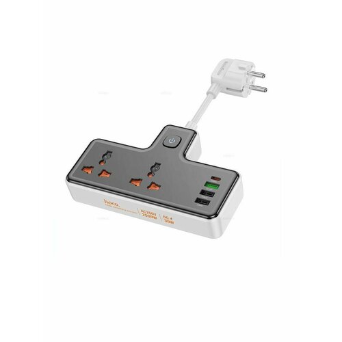 Многофункциональный удлинитель с USB портами сетевой фильтр 5 гнезд type c usb c 3usb 1 5м 2500w dc17w белый