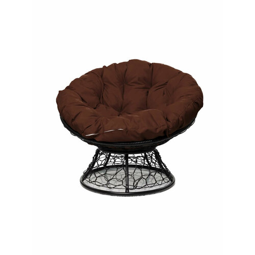 Кресло Папасан с ротангом черное / коричневая подушка M-Group кресло m group пончик белое коричневая подушка