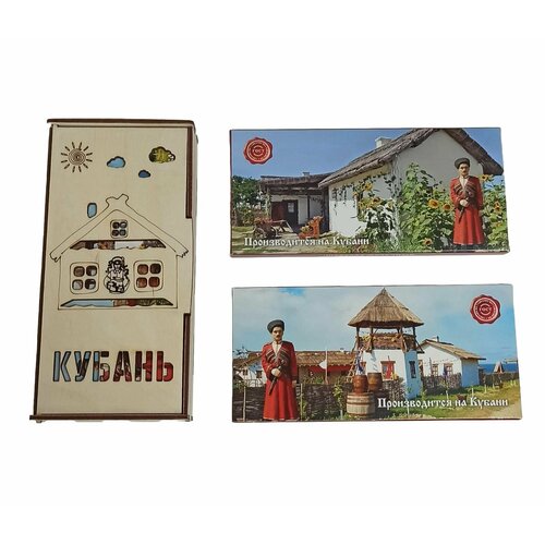 Набор шоколада в деревянной шкатулке 200г Кубань