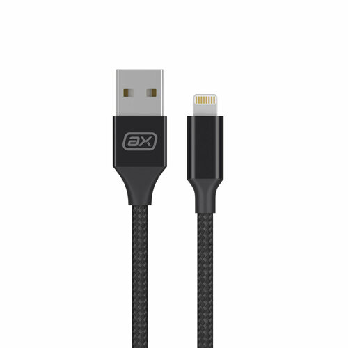Дата-кабель USB-A - Lightning, 2A, 1 м, черный, нейлон, ахха, ахха 7268