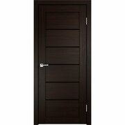 Межкомнатная дверь (дверное полотно) Albero Вена Эко-Шпон / Темный кипарис / Черное стекло 60х200
