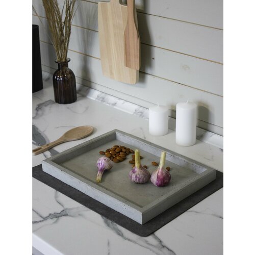 Декоративный поднос для ванной, подставка для косметики, органайзер в ванную TOLO L - Серый