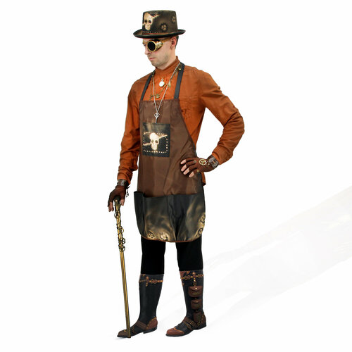 фото Костюм стимпанк профессора мужской \ фартук + шляпа цилиндр + монокль\ – сosplaycity. ru apron02\ cosplaycity