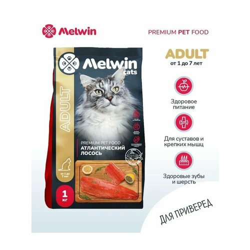 MELWIN для кошек с лососем, 1кг