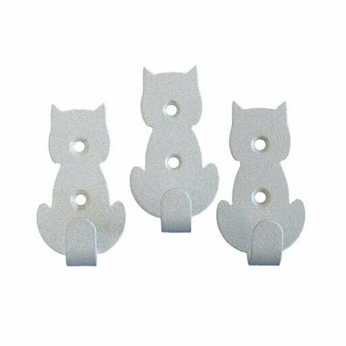 Набор крючков (3шт) Кошки, серебряный, металл