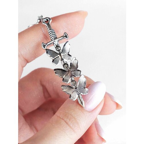 Серьги  Меч с бабочками, размер/диаметр 5 мм, серебряный