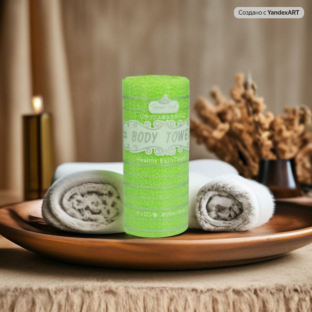 фото Японская массажная пиллинг мочалка для тела, жесткая, скраб, 29*95мм, для ванной и бани