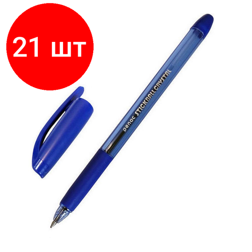 Комплект 21 штук, Ручка шариковая неавтомат. PENAC StickBallCRYSTсин, масл, манBA3402-03F