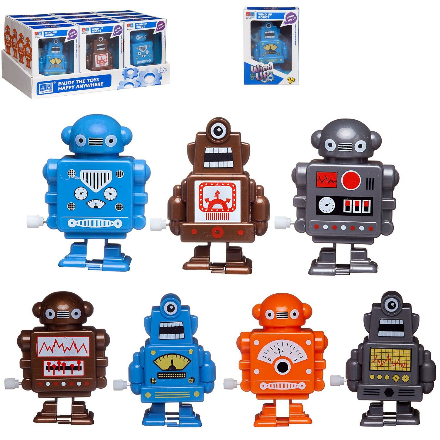 Фотографии Игрушка заводная Junfa Робот в дисплее 12 шт WE-10453