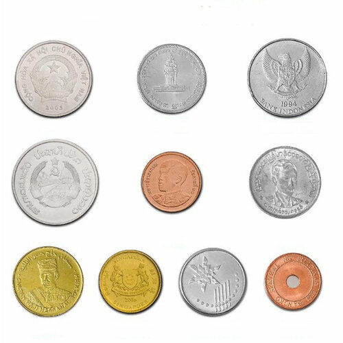 Подарочный набор монет разных стран мира, 10 шт, состояние AU (из банковского мешка/мало прибывали в обращении) набор монет эритреи 1991 1997 состояние au unc из банковского мешка