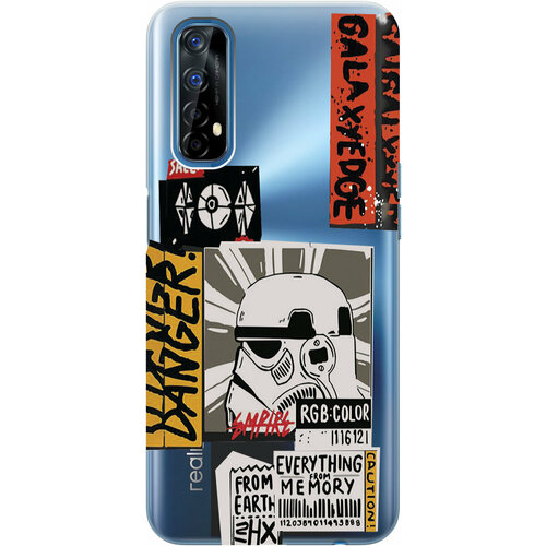 Силиконовый чехол на realme 7, Рилми 7 с 3D принтом Stormtrooper Stickers прозрачный силиконовый чехол на realme 7 рилми 7 с 3d принтом gucci stickers прозрачный