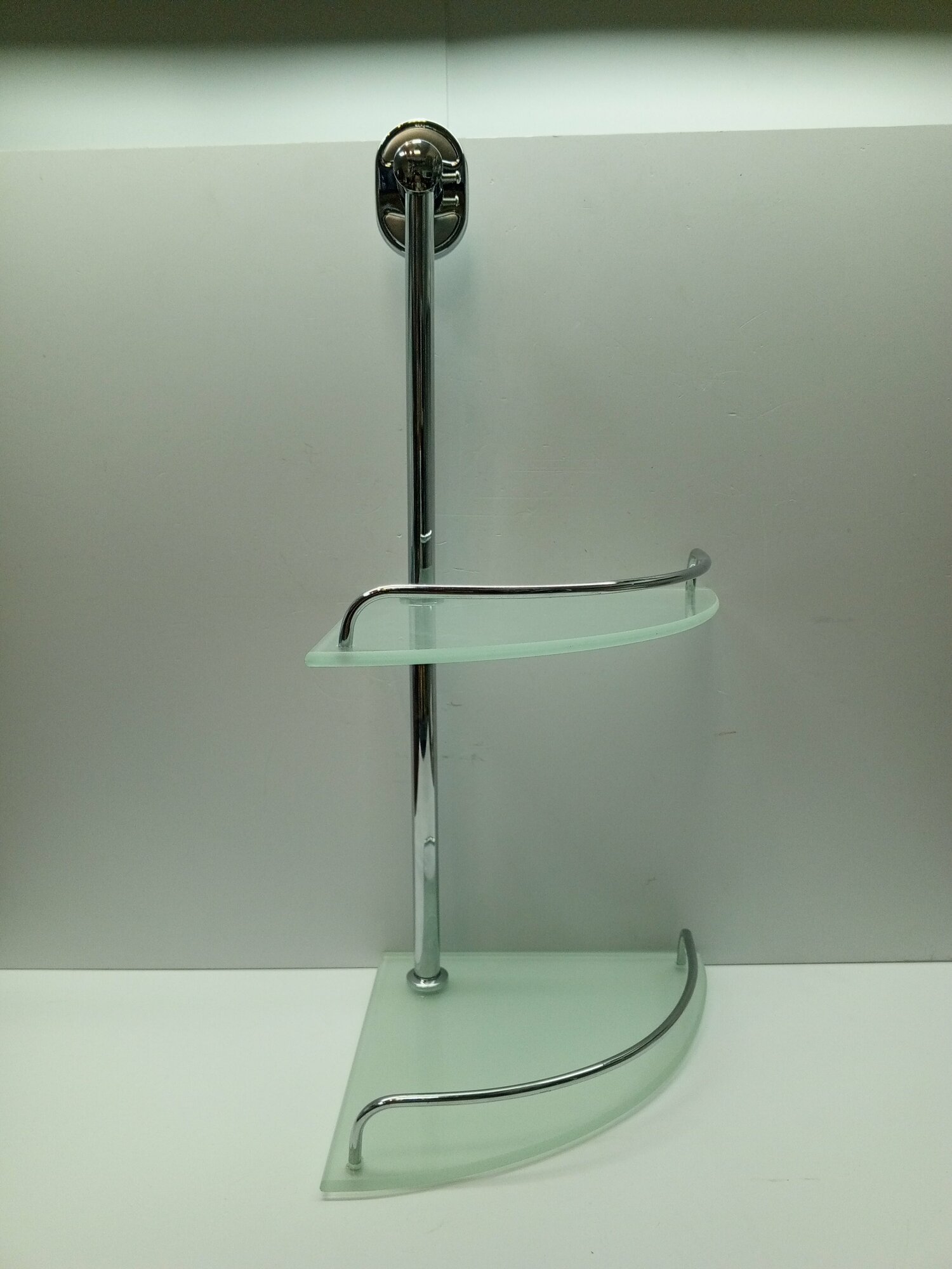 фото Полка стеклянная 2-ярусная угловая 250 х 250 мм F1707-2