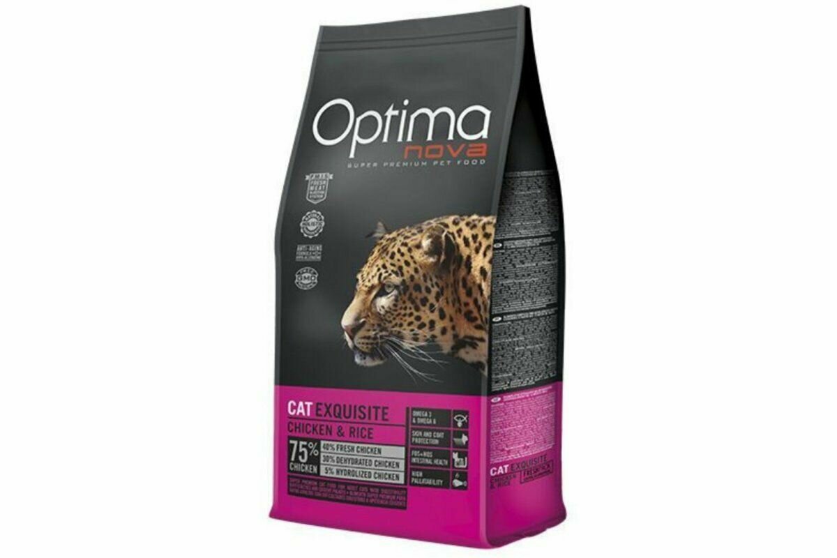 Корм сухой Optima Nova Cat Exquisite Chicken & Rice 8 кг для привередливых кошек всех пород (курица и рис) низкозерновой