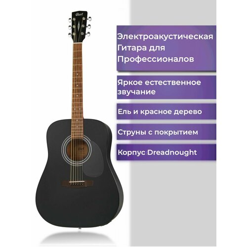 cort ad810e bks AD810E-BKS Standard Series Электро-акустическая гитара, черная, Cort