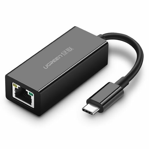 Адаптер UGREEN US236 (50307) USB-C 3.1 GEN1 Male to 10/100/1000Mbps Ethernet Adapter. Цвет черный.