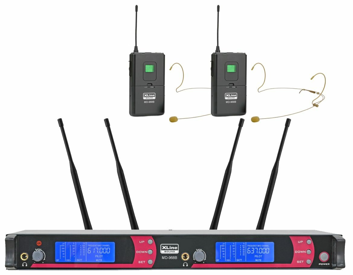 Радиосистема двухканальная c двумя поясными передатчиками Xline MD-968B