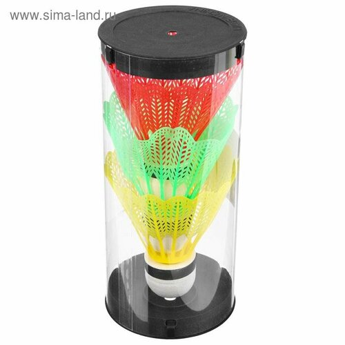 Воланы для бадминтона, набор 3 шт, пластик, в тубе, цвета микс 534812