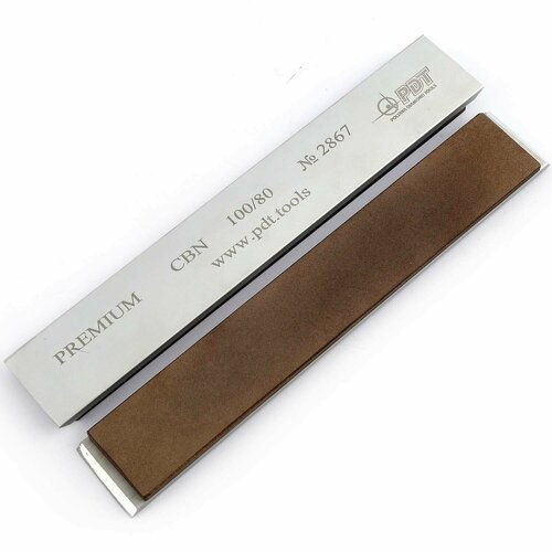 Брусок эльборовый PDT Premium на алюминиевом бланке 150х25х3 мм, зернистость 100/80 мкм, металлическая медно-оловянная премиум связка M1001