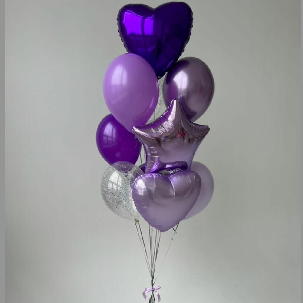 Воздушные шары с гелием, фонтан из шаров, 10 шаров