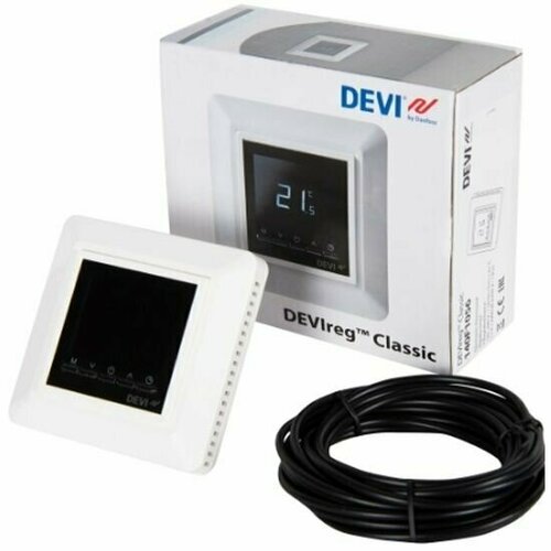 Терморегулятор электронный программируемый белый DEVIreg Classic, 13 А терморегулятор для теплого пола electrolux eta 16 программируемый с датчиком температуры пола и воздуха