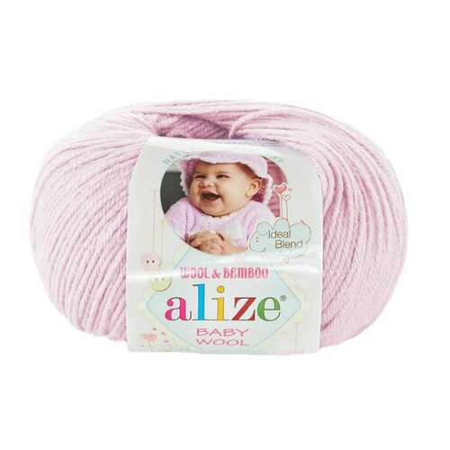 Пряжа Baby Wool, цвет: 275 - Сиреневая пудра, 5 шт, Бамбук 20%, Шерсть 40%, Акрил 40%, 50 гр. 175 м.