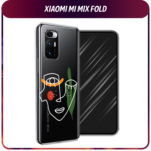 Силиконовый чехол на Xiaomi Mi Mix Fold / Сяоми Ми Микс Фолд Минималистичный принт белый, прозрачный