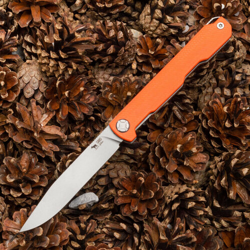нож с фиксированным клинком hammy stonewash сталь niolox hammy оранжевый g10 niolox sw Saro нож Авиационный Single, сталь Niolox, рукоять G10 orange