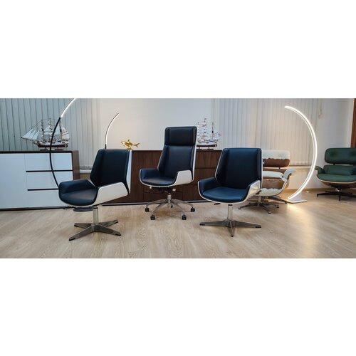 Кресло Norden Patio short. Черно-белый (натуральная кожа)