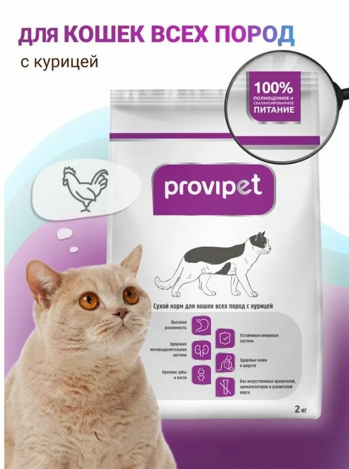 ProviPet корм сухой для кошек с курицей 2кг