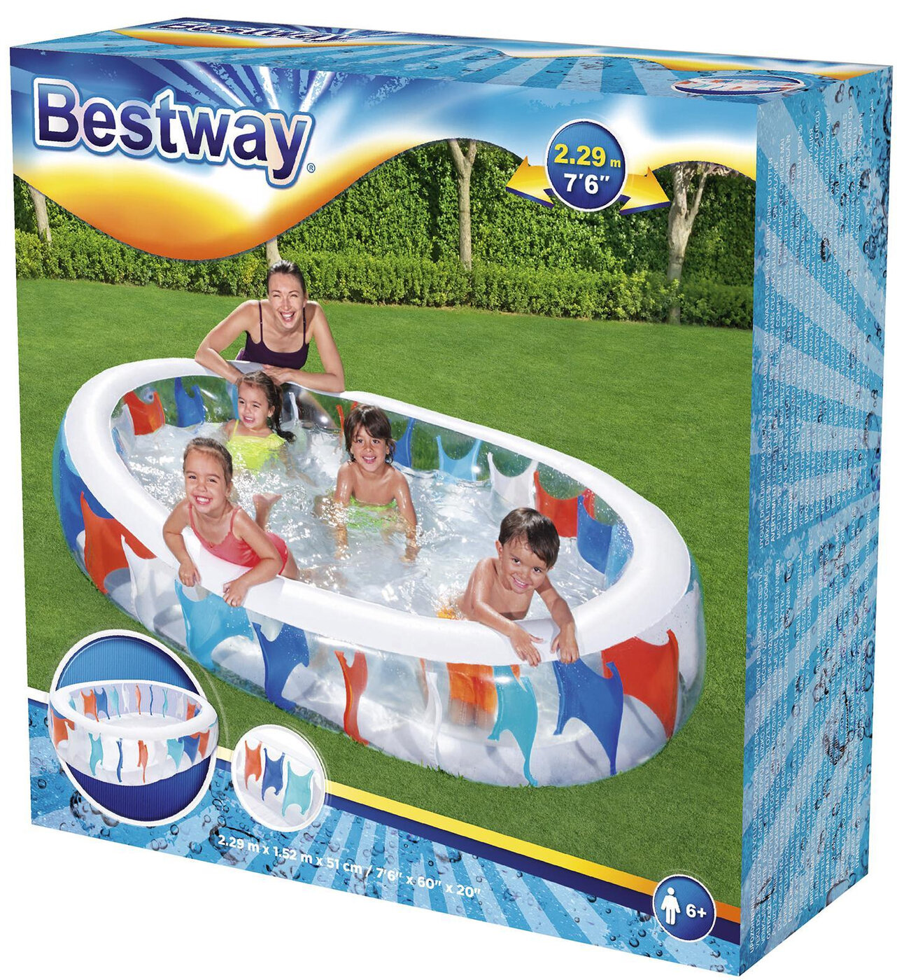 Бассейн овальный Bestway 229х152х51см - фото №5